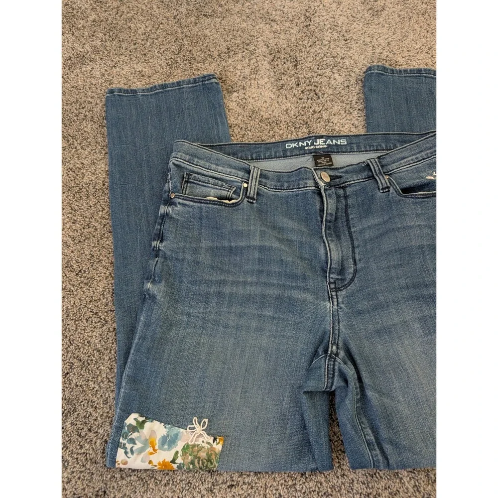 DKNY Jeans‎ Soho Skinny Jeans Women's Personalized Patchwork Detail Denim Pants